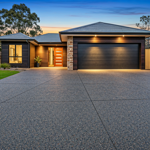 Stamped concrete patio resembling natural stone