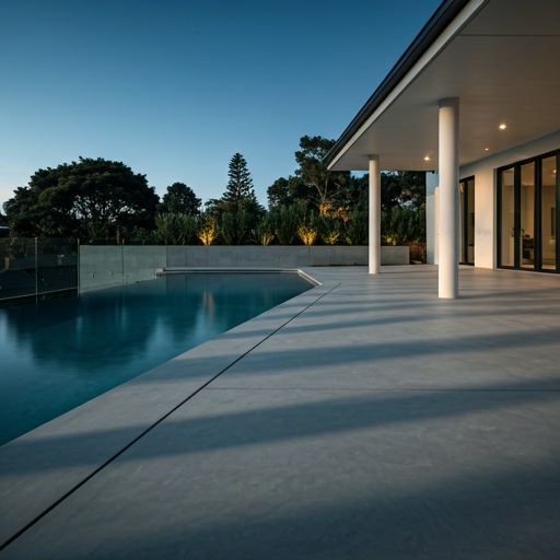 Exposed aggregate concrete patio surface